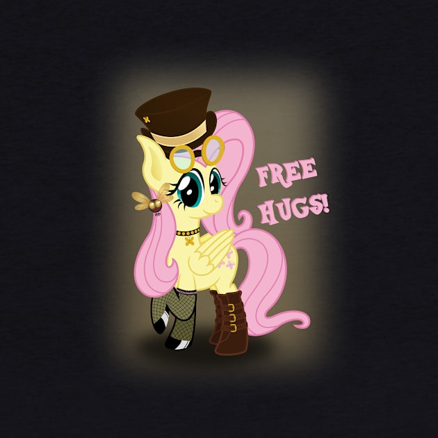 Steampunk Fluttershy Free Hugs by Rutger_J